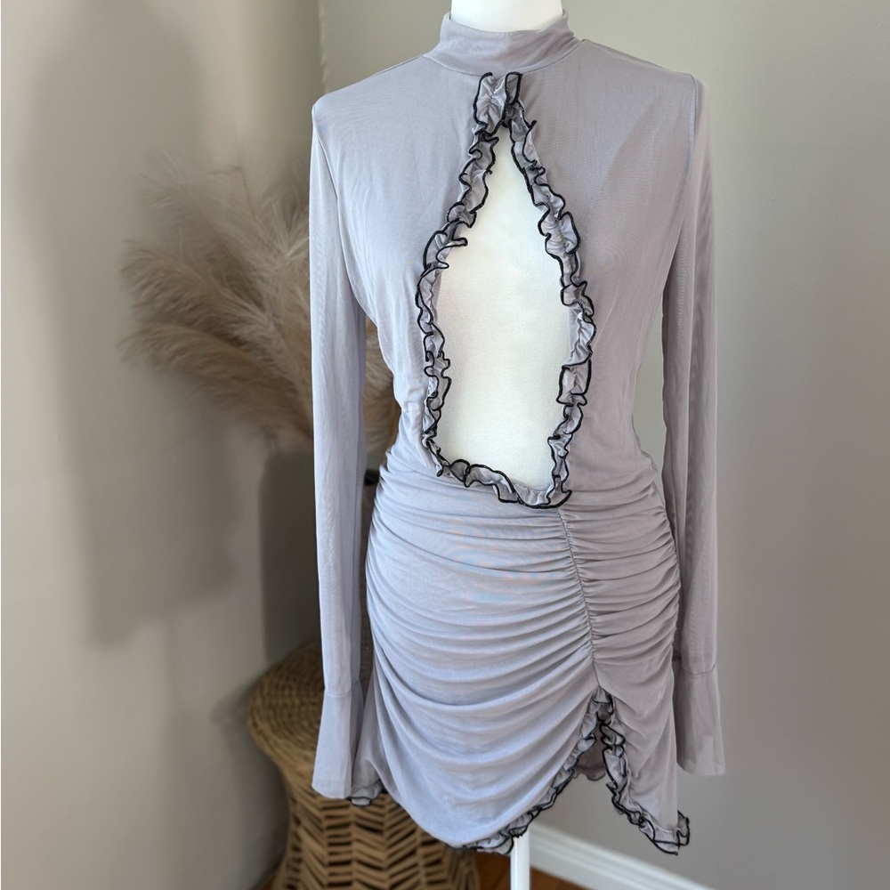 EGO Gray Dress with Ruched Design
